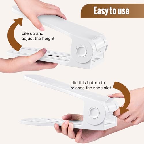 Shoe Slots Organizer for Closet, 16 Pack Space Saving Shoe Rack - White