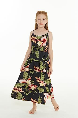 Image of Family Matching Hawaiian Clothes, Black Rafelsia | Lightweight 100% rayon • Family matching outfits • Beach vacations • Luaus • Cruises • Family photos