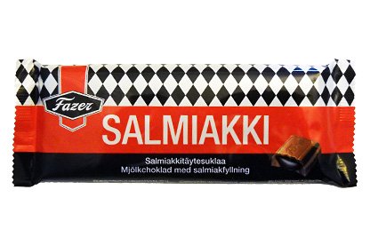 Fazer Salmiakki - Chocolate con leche con relleno de regaliz salado (paquete de 3)