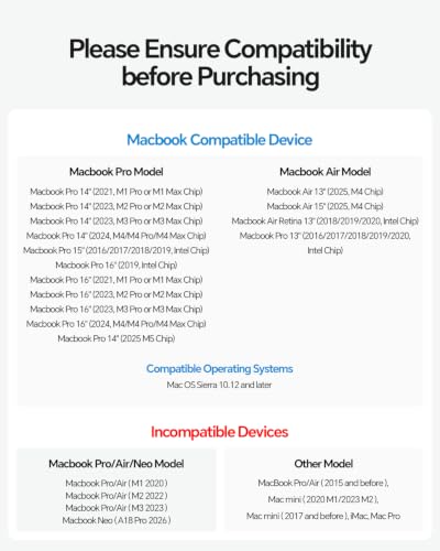 Image of MacBook Docking Station Dual Monitor, Vertical Mac Laptop Docking Station Dock Stand with 2 HDMI 4K@60Hz, USB A /C 10Gbps, PD, Ethernet, SD /TF, Compatible with MacBook Pro Air M3 M4 M5