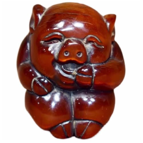 Yuanbao Pig Horn Carving, Yak Horn Carving, Chinese Zodiac Pig Handle Carving, Cultural and Antique