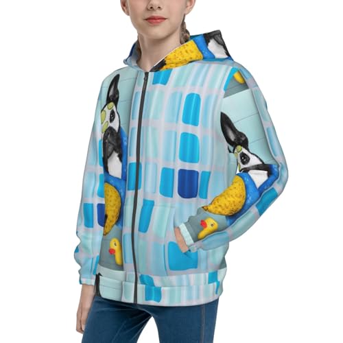 French Bulldog Dog in a Bathtub Kid Hoodies Boys Zip Up Sweatshirts Girls Pullover with Pocket