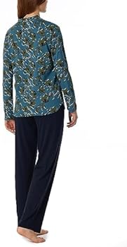 Schiesser Schiesser Damen Schlafanzug Lang Mit Bündchen Baumwolle - Nightwear Women's Pyjamas Set (Pack of 1), Graphite_181987