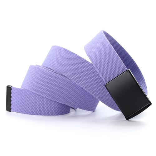 Image of Mile High Life Cut To Fit Canvas Web Belt Size Up to 52 inch with Flip-Top Solid Black Military Buckle