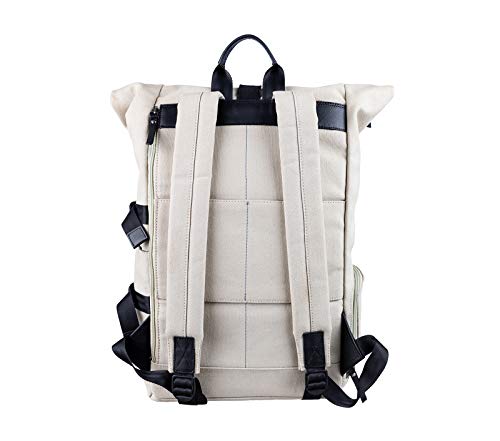 Image of Strap It TABI - Multipurpose Canvas Rolltop Laptop Backpack with Genuine Leather Details