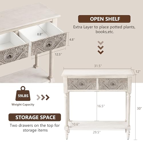 COSIEST Console Table with 2 Drawers, MDF Narrow Entryway Table with Storage Shelf, Wood Accent Sofa Table for Living Room, Entrance, Hallway, Couch, Light Grey - Image 2