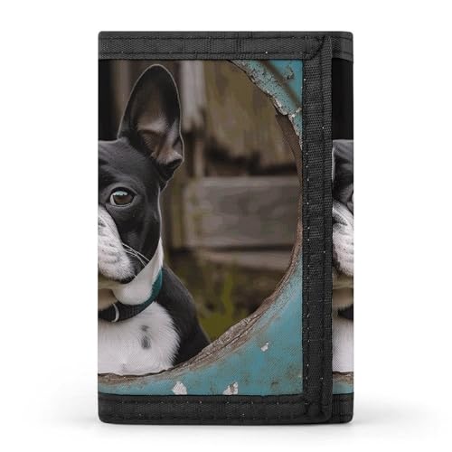 Boston Terrier Trifold Wallet for Men - Money Clip Slim Wallets with Multiple Card Slots Minimalist Small Front Pocket Wallet for Everyday Carry