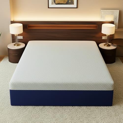 Image of SleepyHug EarthPlay 11-Inch Adaptive Floor Mattress | BioSynq Core for Posture & Spinal Support | Memory Foam | Duronix Rebonded Foam Base | 78x60x11 Inches (Queen, White & Blue)