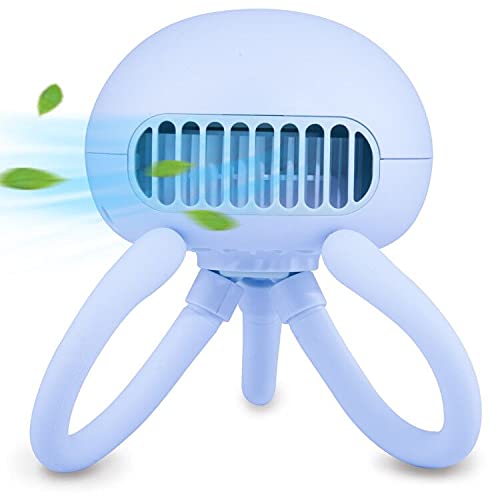 Image of Portable Bladeless Mini Handheld Fan with Flexible Tripod - Clip on Stroller Fan, 3 Speeds, Rechargeable Battery Operated for Stroller, Car Seat, Crib, Bike and Desktop (Blue)