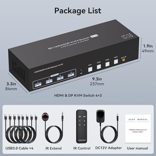 KVM Switch 3 moniteurs 4 ordinateurs pour éliminer les câbles - 7
