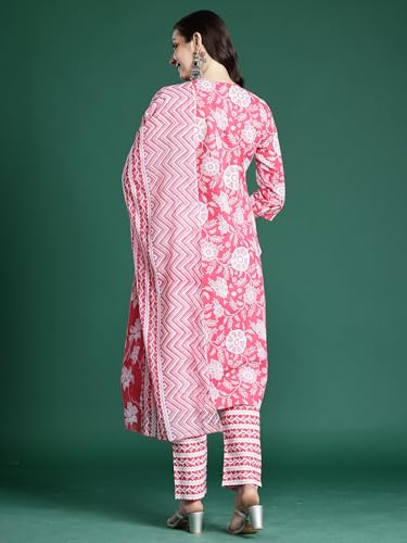 Image of INDO ERA Women Pure Cotton Kurta Set with Dupatta | Festive Suit Set, 11047