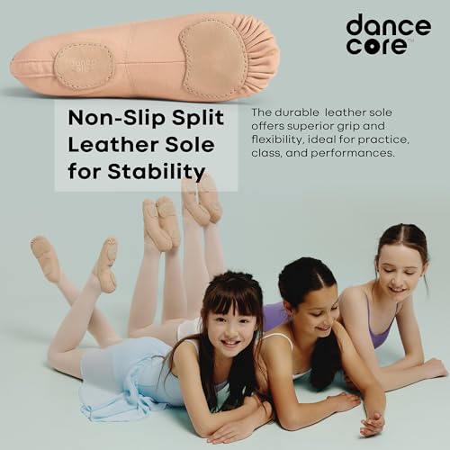 Ballet Shoes for Girls Genuine Leather Slip-On Ballet Dance Slippers with Full Sole for Toddler/Little/Big Kids4