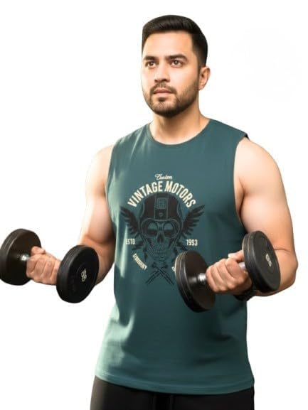 Image of Rigo Stylish Cotton Printed Vest for Men | Round Neck,Regular Fit, Sleeveless T-Shirt Vest for Men | Casual Innerwear Sando for Men & Boys - Perfect for Workouts Gym, Vacations, and Beaches
