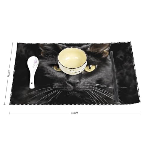 Set de table chat noir antidérapant et résistant à la chaleur pour table de cuisine - 3