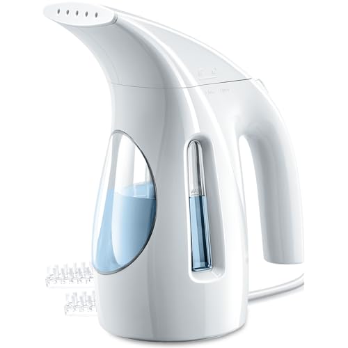Image of HiLIFE Steamer for Clothes, Portable Handheld Design, 240ml Big Capacity, 700W, Strong Penetrating Steam, Removes Wrinkle, for Home, Office(ONLY FOR 120V) (Pearl White)