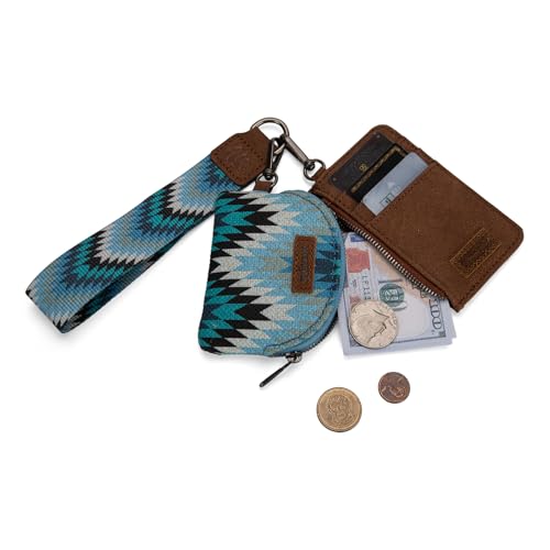 Image of Wrangler Aztec Keychain Wristlet Wallets for Women Western Dual Pouch Wristlet Credit Card Holder Wallet with Zipper Pocket WG2211-W0051JN