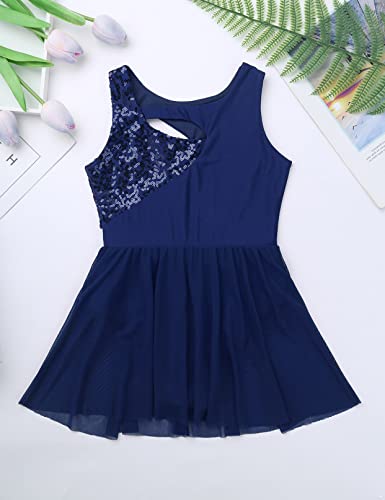 Moggemol Kids Girls Sparkly Figure Ice Skating Dress Gymnastics Ballet Lyrical Dance Leotard Tutu Skirted Dancewear Navy 14 Years #TOP6