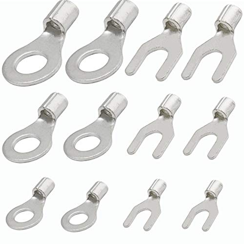 420pcs Non Insulated Connector Ring Terminal AWG12-10/16-14 Lugs Battery Fork U-Type Crimp Connector,Female