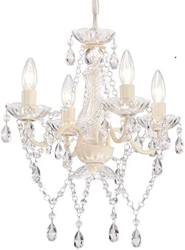 Mini Crystal Chandelier Acrylic Beige Chandelier Lighting 4 Light Modern Hanging Light Fixtures