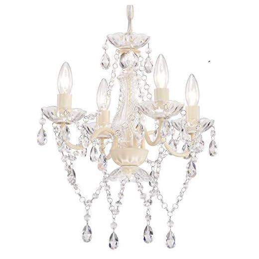 Mini Crystal Chandelier Acrylic Beige Chandelier Lighting 4 Light Modern Hanging Light Fixtures