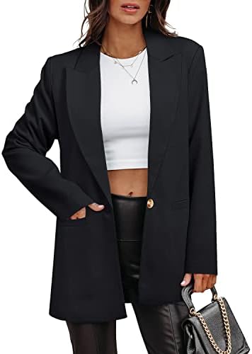 ZDLONG Blazer Jackets for Women Long Sleeve Lapel Button Slim Jacket Plus Size Work Office Coat ZDLONG Blazer Jackets for Women Long Sleeve Lapel Button Slim Jacket Plus Size Work Office Coat