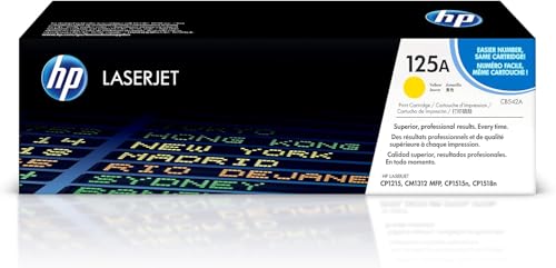 HP 125A CB542A, Amarillo, Cartucho Tóner Original, de 1.400 páginas, para impresoras HP ColorLaserJet CP1215, CP1515, CP1518, CM1312 y CP151n