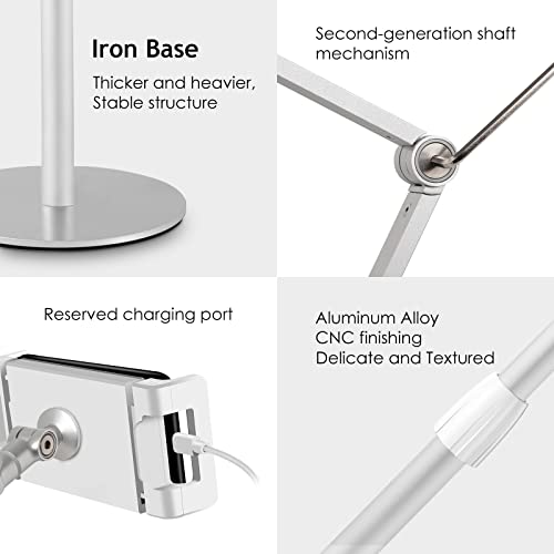 Supedesk Tablet Stand, Overhead Stand, Upgarde Cell Phone Holder,Multiangle,3-Part Adujustable,Horizontal Record,Compatible With 3.5-11" Cellphone/Tablet/Ipad Pro9.7-11"/Iphone/Kindle,Aluminum(4Ps) #TOP4
