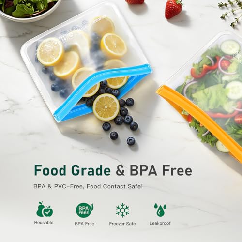 IDEATECH 20er Pack Wiederverwendbare Silikon Gefrierbeutel BPA-Freie Lebensmittel Mehrweg Aufbewahrungsbeutel zum Einfrieren Spülmaschinenfest