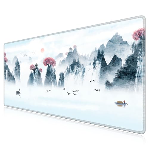 Tapis de bureau multifonction LL-COEUR paysage panoramique pour setup gaming zen