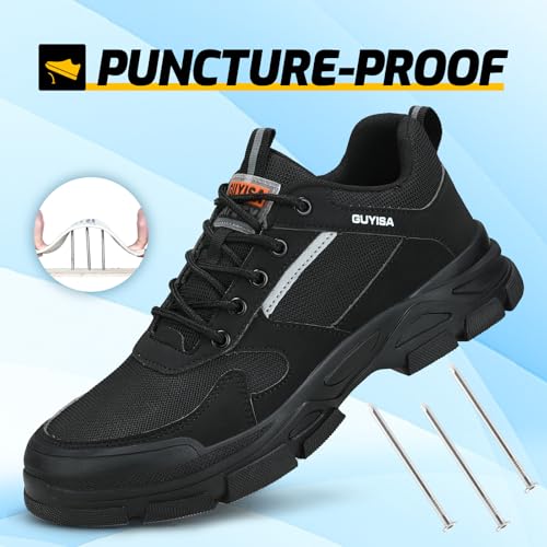 Image of Steel Toe Shoes for Men,Lightweight Non Slip Work Shoes for Men,Indestructible Steel Toe Boots,Industry Construction Safety Work Boots.