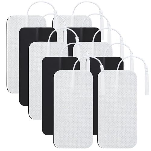 TENS Unit Replacement Pads 10 Pcs, TENS Unit Electrode Pads 2"x4", Large Reusable TENS Pads Replacement for Multiple Pain Relief, Compatible with TENS 7000, AUVON, Etekcity, Nicwell Care TENS Machines