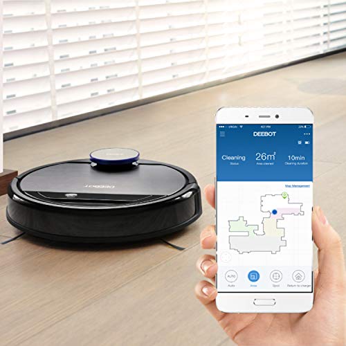 ECOVACS DEEBOT 930, Smart Robotic Vacuum, Carpet, Bare, Pet Hair plus Intelligent Mapping, OZMO Mopping, Adaptive Floor Sensing Technology, with Alexa Navi, Black (Renewed) - Thumbnail 2