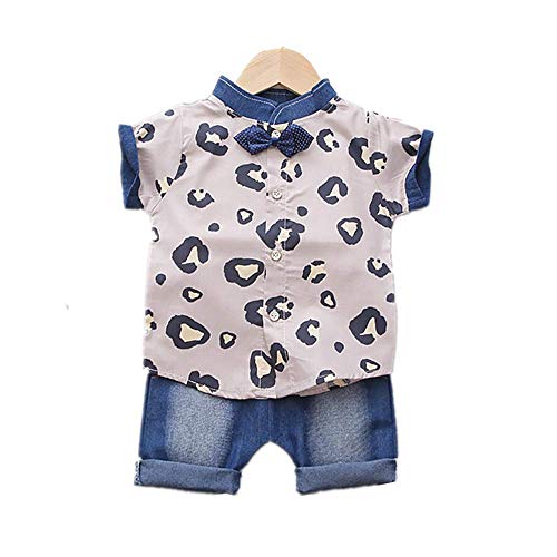 BibiCola Clothing for Baby Boys Kid Clothes Summer Fashion Leopard Print Short Sleeve +Shorts 2pcs Tracksuits (Pink, 3T)