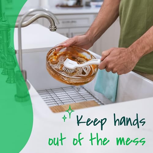 Scotch-Brite Pot + Pan Brush, Durable and Long Lasting Dish Brush with Handle for Scrubbing Stainless Steel, Outdoor Furniture, and Sinks without Scratching, Antimicrobial, and Rinses Clean - Image 6