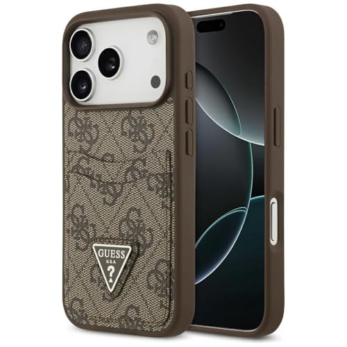 CG MOBILE Guess 4G Étui de protection double carte, triangle, pour iPhone 17 Pro (marron)