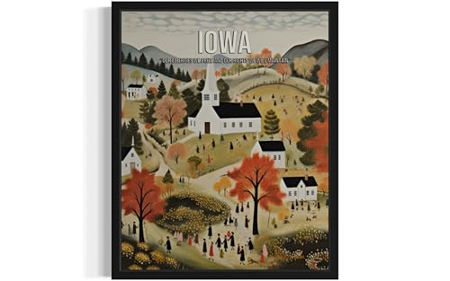 Iowa Poster Art Print Wall Art, States Motto Vintage Travel Scenery Posters, Travel Gift, Artwork Home Decor Wall Art Painting for Bedroom, Bathroom, Living Room Art Decorations Gallery 21 (Iowa, 11 x 14 inches, Unframed)
