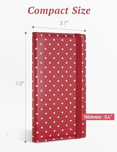 Image of Yarnic Checkbook Cover for Personal Checkbook Holder (Polka Red) | Checkbook Covers with Pen Holder & Built-in Clear Plastic Divider for Duplicate Checks