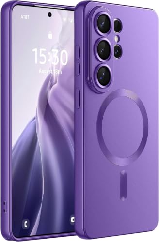 Image of DIZORO Samsung S26 Ultra Case, Compatible with Mag Safe Back Cover, Matte Luxury Metallic Luster Flexible TPU Wireless Charging Shockproof Case with Camera Protector (Metallic Violet)