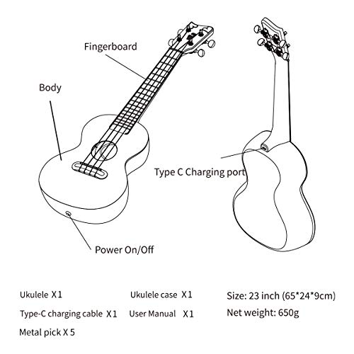 Led Ukulele 23 Inches Usb Charging Christmas Birthday Gift For Kids Beginners Music Lovers Auphy #TOP6