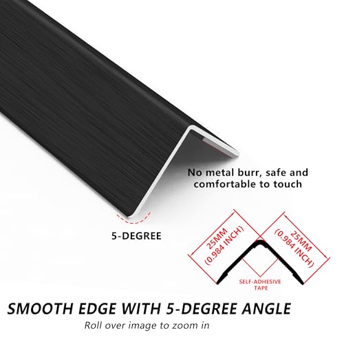Image of 3pcs 57 inch L*0.98 inch W Aluminum Self-Adhesive Wall Corner Protectors, Wall Furniture Bumper, Safety Baby Proofing Corner Cushion Table Edge, Wide Coverage and Easy to Install - Black