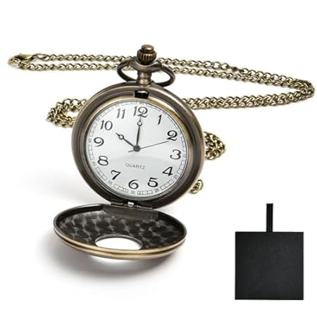 Vicloon Vintage Taschenuhr – Retro Quarz Mit Kette für Herren, Männer, Frauen, Vater, Opa – Geburtstag Und Jahrestag Geschenk
