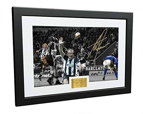 Kitbags & Lockers Moldura de fotos assinada com autógrafo de Alan Shearer Newcastle United Everton Volly Goal, presente de futebol