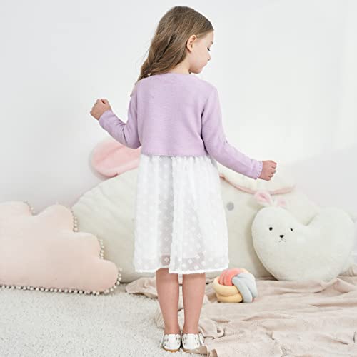 Image of Girls' Long Sleeve Knitted Bolero Cardigan Kids Button Closure Shrug Sweaters Cropped Jacket Cover Up Tops