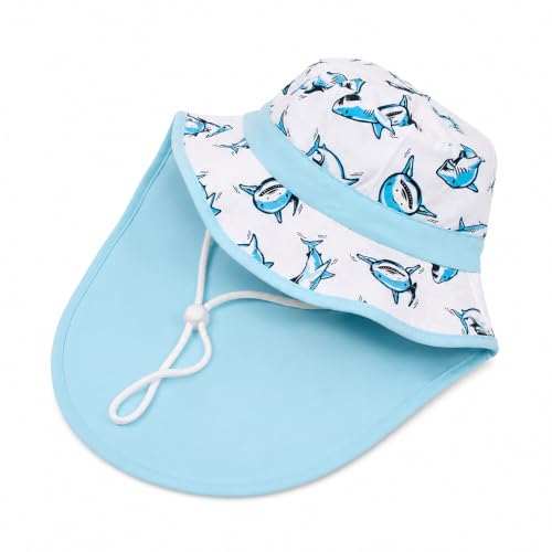 Image of VRITRAZ Sun Protection UPF50+ Bucket Hat Toddler Summer Beach Play Hats with Neck Flap for Girl, Boy, Kids Summer Hat, Bucket Hat for Kids Ages 3-10 Years