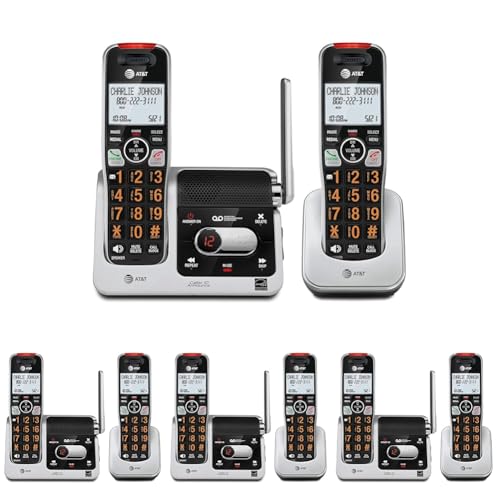 Image of AT&T BL102-2 DECT 6.0 2-Handset Cordless Phone for Home with Answering Machine, Call Blocking, Caller ID Announcer, Audio Assist, Intercom, and Unsurpassed Range, Silver /Black (Pack of 4)