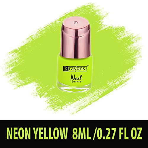 Image of Krayons Crazy Gel Nail Enamel, Waterproof, Longlasting, 8ml Each, Multicolor, Pack of 3 (Neon Orange, Neon Yellow, Deep Blue)