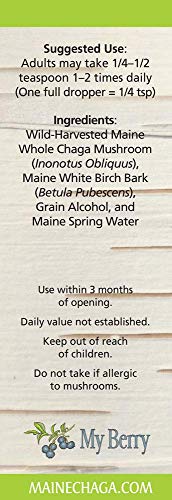 Chaga Mushroom Extract Liquid, Maine Chaga & Birch Bark Extract, Natural Source Of Betulin From White Birch Bark, 2Oz, Wild Harvested Chaga, Double Extracted Tincture #TOP5