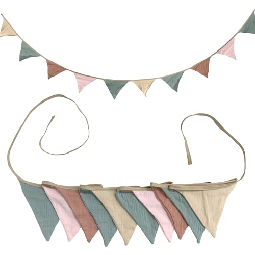 Subtavik 10 Stück Stoffwimpel Girlande Rosa Bunt