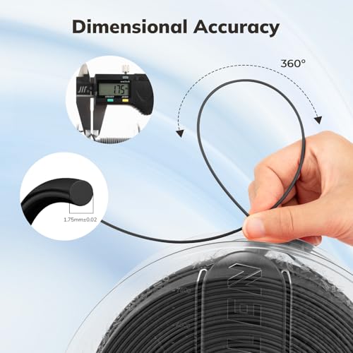 Image of AMOLEN 3D Printer Filament PLA, True High Speed 600mm /s 1.75mm PLA Filament Charcoal Black PLA, 1KG /2.2lb, Dimensional Accuracy + /- 0.02 mm, Smooth & Non-Tangle, Fits for Most FDM 3D Printer