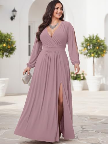 Image of KOH KOH Womens Long Sleeve Sexy Slit Photoshoot Evening Fall Maxi Dress